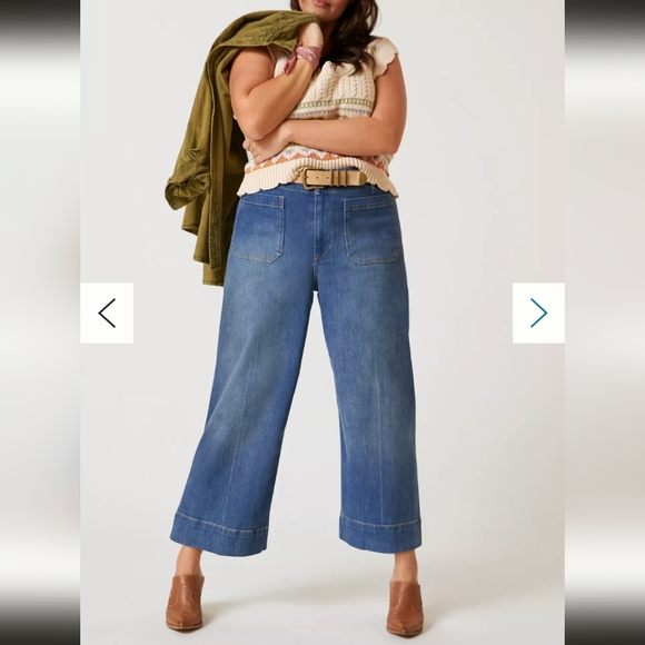 Pilcro Denim - Pilcro Blue Wide Leg Cropped Jeans